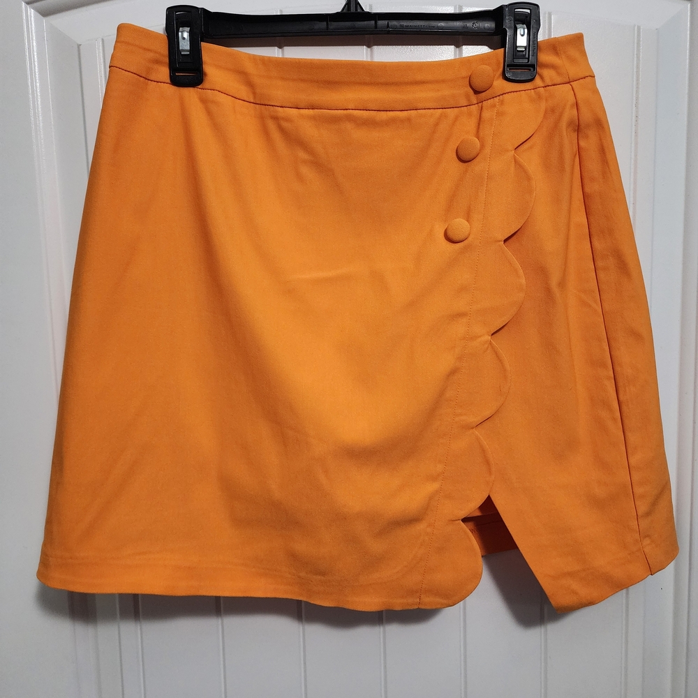 Cato Orange Scalloped Skirt